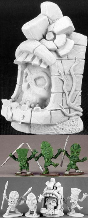 Evil Shrine & Pygmy Savages (4), 3497 Reaper Miniatures, Inc.