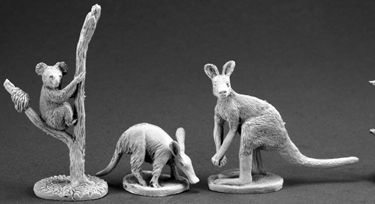Animal Companions: Aardvark, Kangaroo, Koala, 3589 Reaper Miniatures, Inc.