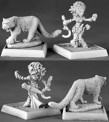 Lini, Iconic Gnome Druid and Droogami, Snow Leopard, 60020 Reaper Miniatures, Inc.