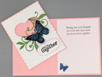 Happy Anniversary, Quilted Heart w/Butterfly, Laura-Anniv-103C Cards by Laura