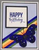 Birthday Female, Bold butterfly with Stripes