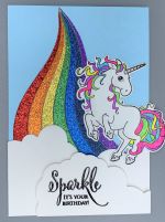 Birthday Female, Unicorn in Clouds