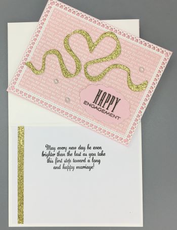 Engagement, Pink Love Talk, Gold Ribbon, Laura-Engage-102 Cards by Laura