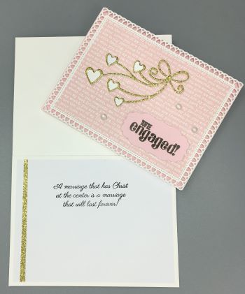 Engagement, Pink Love Talk, Gold Heart Ribbon, Laura-Engage-104C Cards by Laura